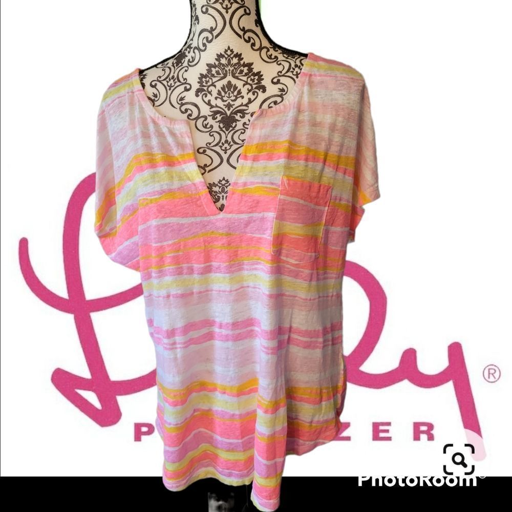 Lilly pulitzer linen stripe top XLarge